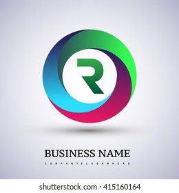 R letter colorful logo in the circle. Vector design template elements for your application or company identity.
