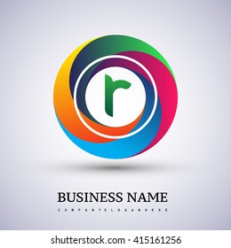 R letter colorful logo in the circle. Vector design template elements for your application or company identity.