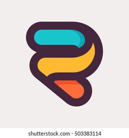 R letter colorful logo. Flat style design. Creative typographic elements for posters, t-shirts and cards.