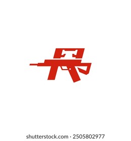 R-Buchstabe Kombination mit Waffenlogo Design.