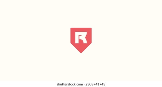 
Concepto de letra R dentro del escudo o pentágono, concepto de logotipo de tipografía, logotipo de monograma y logotipo de letras iniciales, moderno y sencillo
