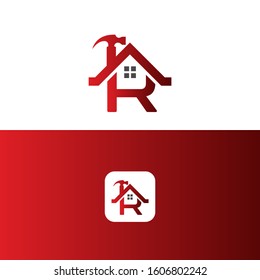R letter construction logo design vector