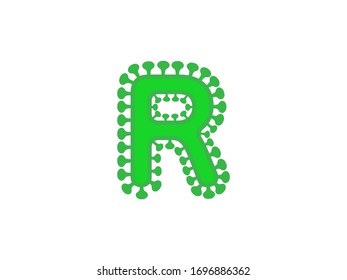 r letter coronavirus floral font covid vector design element