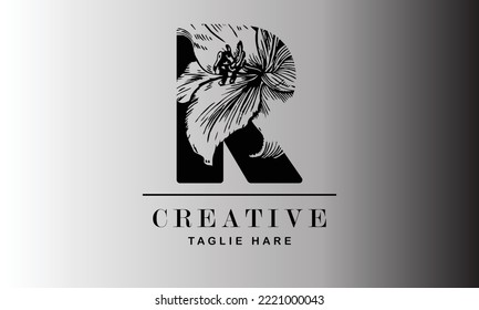 R  letter creative brand, minimal professional, company logo, vector, flower realistic  logo design