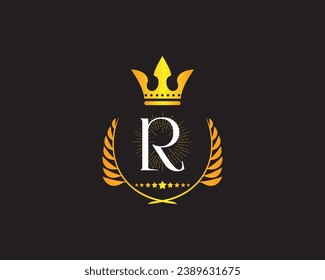 Design-Element für kreatives Kronenlogo für R-Buchstaben
