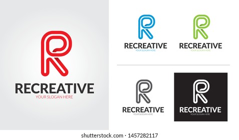 R letter creative and minimalist logo template Set