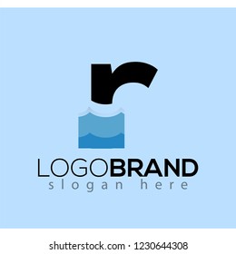 R Letter and creative wave logo vector template