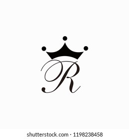 R letter with crown. Modern icon design logo element . Best for identity and logotypes