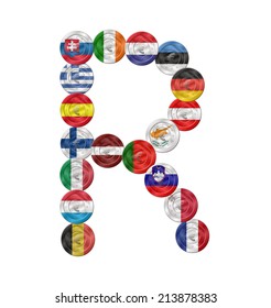 r letter design created with euro coin with flags 