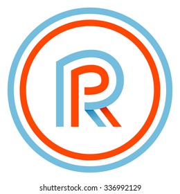 R letter design template. This letter can be used for a sports team identity. Also, it can be a red-white-blue colors ribbon flag.