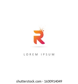 R Letter Design Vector with Dots. 
