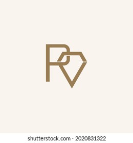 R letter with Diamond jewelry simple minimal logo icon sign design. Vector illustration