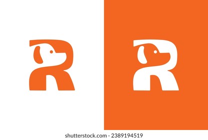 R letter with dog initial logo design icon