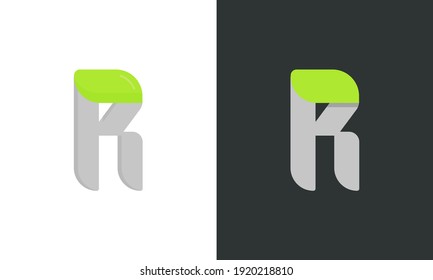 R letter ecology logo. Vector font for bio posters, spa emblem, vegan, herbal and botanical cards etc.