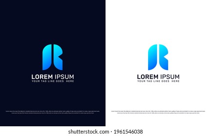 R letter editable creative logo icon vector template, Modern alphabet symbol for educational, corporate and Business company use, Trendy Blue gradient design with a white background