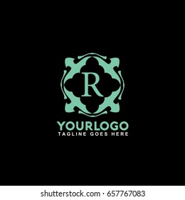 R Letter Emblem of the weaving circle logo. Monogram design element, graceful template. Simple identity design for Royalty, business card, Boutique, Hotel, Heraldic, Web design. 