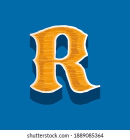 R letter embroidered logo in classic collegiate or sports style. Retro font perfect to use in any university team labels, champ posters, tackle identity, etc.