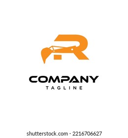R Letter excavator Vector logo icon vector Template