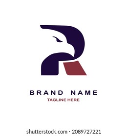 R letter falcon logo design template for brand or company and other