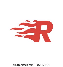 r letter fire flame hot uppercase logo vector icon illustration