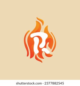 R Letter Fire Logo, Burn, Red, orange, R Logo vector design template elements for your application or company.