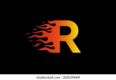 R letter fire logo design in a beautiful red and yellow gradient. Flame icon lettering concept vector illustration.