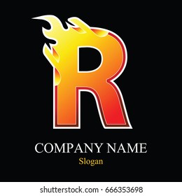 R letter fire logo design template. Vector design template elements for your application or company.
