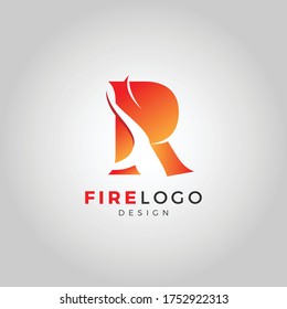 R letter fire logo template