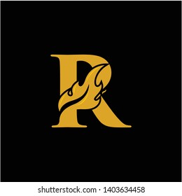 R Letter with Flame Fire logo vector