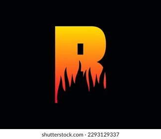 
Logo de diseño del logotipo de la flama de la letra R logotipo de incendio