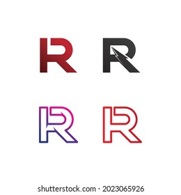 R Letter and font  Arrow vector illustration icon Logo Template design