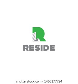 R letter forming City or building logo design vector icon illustration inspiration