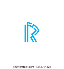 R letter geometric line logo vector icon 