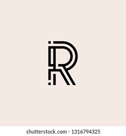 R letter geometric line logo vector icon 