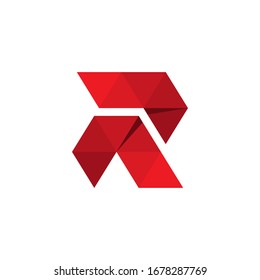 r letter geometric logo vector modern