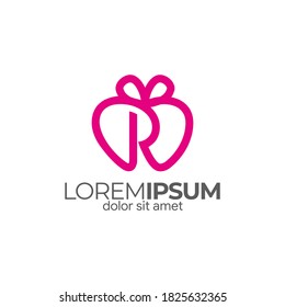 Simple R iniciales letra R modelo de logotipo de regalo R. Icono de regalo / símbolo de tienda de regalos