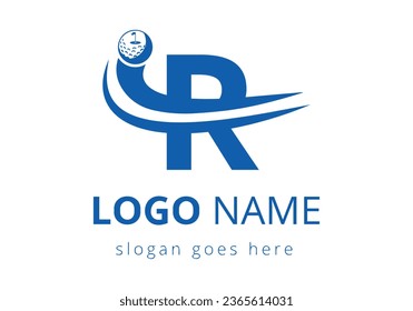 R Letter with Golf Sports Logo Template Design. Hockey Sport Academy Sign, Club Symbol. business, and company identity