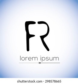 R letter-  hand drawn stencil logo (sign, symbol, icon, illustration) 