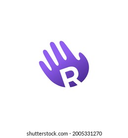 r letra mano palmada hola logo vector ilustración