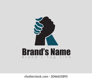 r letter hands abstract simple minimalistic latest vector logo template showing unity trust reliance team work strength handshake