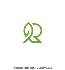 R letter. Herbal logo. Abstract R letter with leaf. Nature, spa or ECO logo. Organic emblem