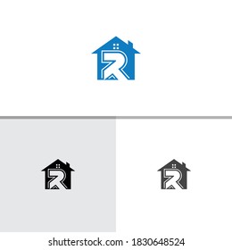 R letter home logo design, r house logo design, r letter logo design, Real estate r logo design.
