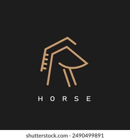 R carta caballo línea icono logo Vector conce[t diseño Plantilla Web