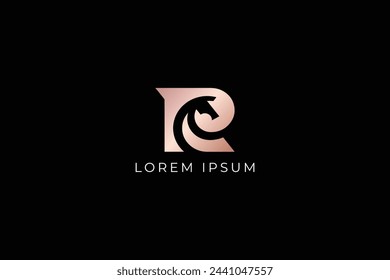  r letter horse typogrpahy logo design modern style creative golden wordmark illustration, r horse logo