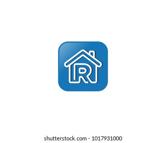R Letter In House With Rounded Square Icon
