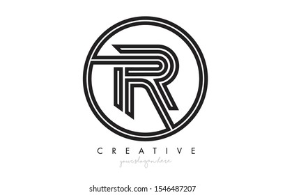 R Letter Icon Logo Design With Monogram Creative Look. Letter Circle Line Design Vector Illustration.