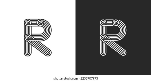 R letter for icon logo multi lines
