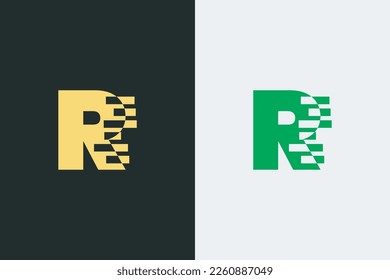 R letter iconic transformation shape vector logo design. Creative brand logo illustration. R typography abstract text vector design. R Initial style letter mark logo.