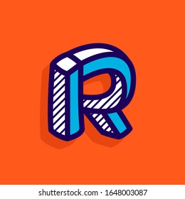 R letter impossible shape flat logo. Vector handwritten isometric font for geometry labels, engineering company, science posters etc.