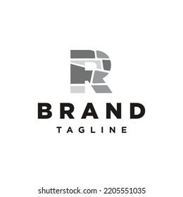 R Letter initial brick stone logo icon vector
